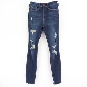 SO Ultimate Skinny‎ Jeans High Rise Juniors Sz 5 Blue Dark Wash Denim Distressed